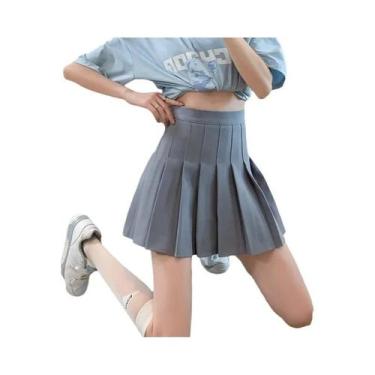 Imagem de Saia Mini Plissada Branca De Cintura Alta Para Mulheres, Saia De Dança