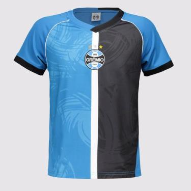 Imagem de Camisa Grêmio Patter Juvenil Azul e Preta - Natural Cotton, 6 ANOS
