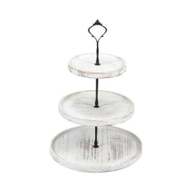 Imagem de Suporte De Cupcakes De Madeira De 3 Camadas, Expositor Redondo Para Bo