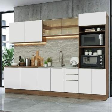 Imagem de Armário De Cozinha Completa 310 Cm Rustic/branco Veludo Lux Madesa 04 