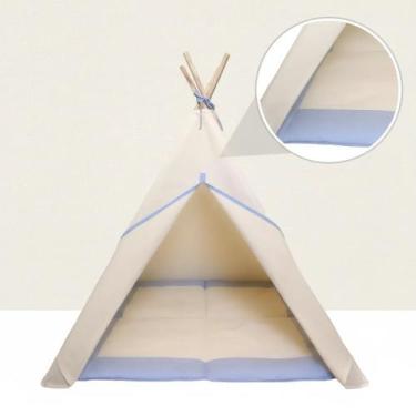 Imagem de Toca Casinha tenda barraca +tapete acolchoado azul claro 135x90x90cm -
