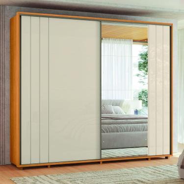 Imagem de Guarda Roupa Casal Grande 2 Portas de Correr com 1 Espelho 100% MDF Dalí 278cm Madetec
