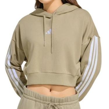 Imagem de Blusa Feminina Adidas Moletom Cropped Bege - KC5215-Feminino