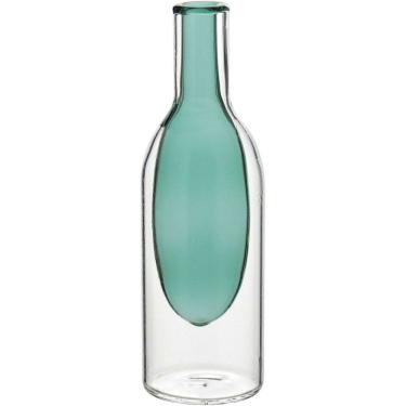 Imagem de VASO DECORATIVO ENFEITE PLANTA GARRAFA VIDRO 15x5x5cm VERDE