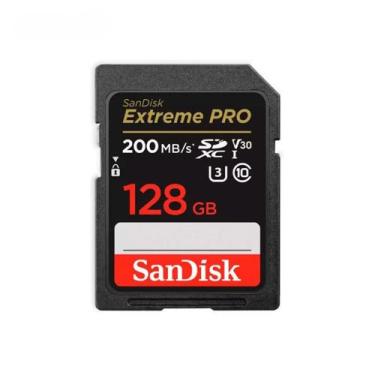 Imagem de Cartão Sdxc Sandisk Extreme Pro 128 Gb Uhs-i 200 Mb/s 90 Mb/s Resisten