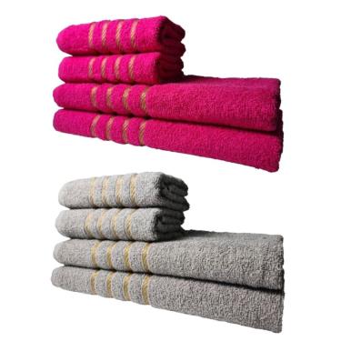 Imagem de Kit 8 Toalhas Grossas E Grandes Montreal 4 Banhos 4 Rostos Rosa+cinza