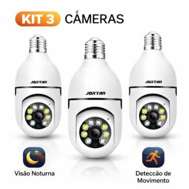 Imagem de KIT 3 Câmera Lâmpada Segurança WiFi Full HD Rotação 355 com Visão Notu