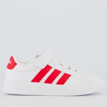 Imagem de Tênis Adidas Grand Court 3.0 EL Infantil Branco e Vermelho, 29