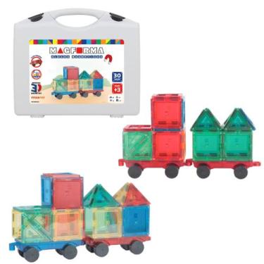 Imagem de Brinquedo Educativo Magnético Magforma Maleta 30 Pç + Rodas
