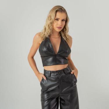 Imagem de Top susie couro frente única feminino - Susie Modas, Preto, G