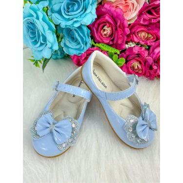 Imagem de Sapatilha Flor Di Mila Baby Azul Bebê com Lacinho e Strass, 16