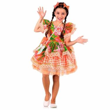 Imagem de Vestido Festa Junina Infantil Super Luxo Xadrez e Floral - Fantasias C