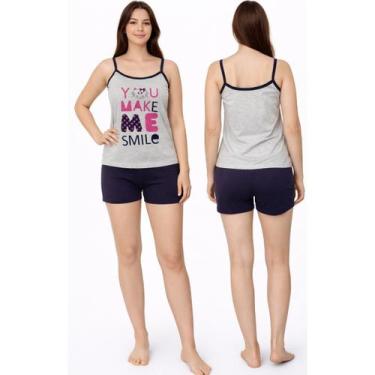 Imagem de Pijama adulto feminino de verão blusa de alça com short - Uze Fashion,