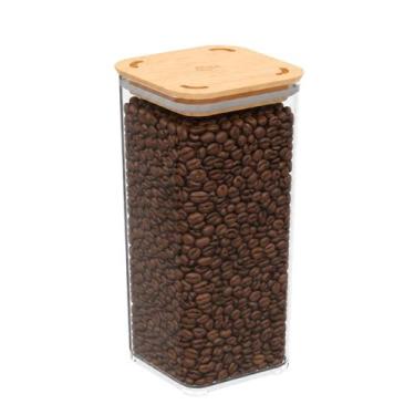 Imagem de Pote Hermético Cristal com Tampa em Bambu 1,2L linha Modo Coza