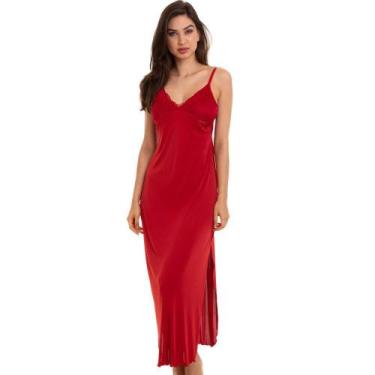 Imagem de Camisola Longa Com Renda Vermelho Sepie 1010 Liganete, P, Vermelho