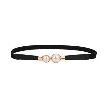 Imagem de Cinto Elegante Retro Com Pérolas E Fivela Dupla Para Vestidos - NONE, 