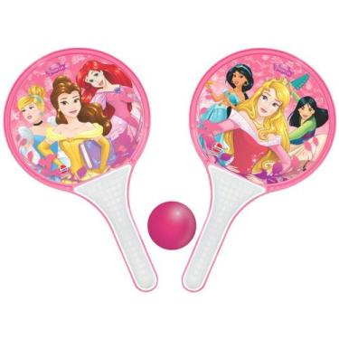 Imagem de Frescobol Princesas Disney Infantil Com Duas Raquetes E Bola Rosa Para