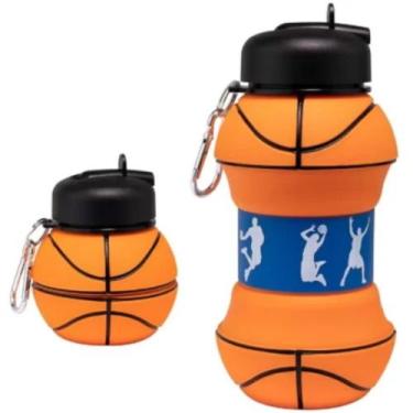 Imagem de Garrafa Água Infantil Bola Dobrável 550ml Squeeze Retrátil com Alça Co