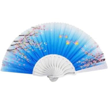 Imagem de Leque De Mão Compacto Florido Para Todas Ocasiões - Azul 01 - Dantas
