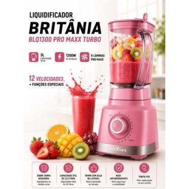 Imagem de Liquidificador Britânia Pro Maxx 6 Rosa Com Filtro Turbo 3 Litros 1400