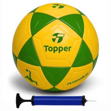 Imagem de Bola de Futevôlei Topper Oficial R1 + Bomba de Ar, Verde
