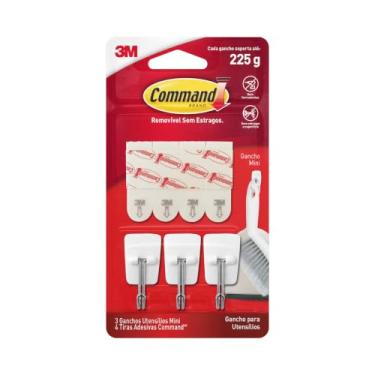 Imagem de COMMAND 3M Gancho Adesivo para Utensílios Mini Branco 3 Unidades
