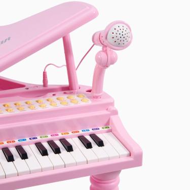 Imagem de Piano Infantil Brinquedo com Microfone Banquinho Som e Luzes Mega Compras