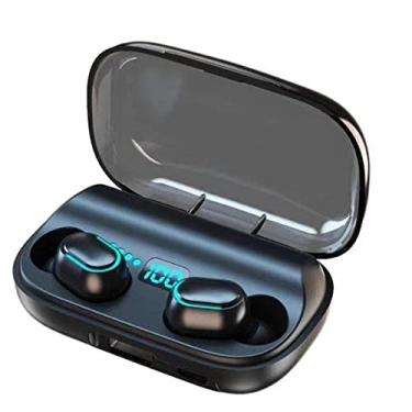 Imagem de SZAMBIT TWS Fones de ouvido fio Bluetooth 5.0 5.0 mAh caixa de carregamento 11800 mAh HiFi estéreo à prova d'água fone de ouvido sem fio com microfone (Preto)