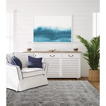 Imagem de Nautica Tapete bufante – Taza | Decoração moderna para casa | Tapete de realce premium | Mede 9,5 x 1,5 m | Branco e cinza claro