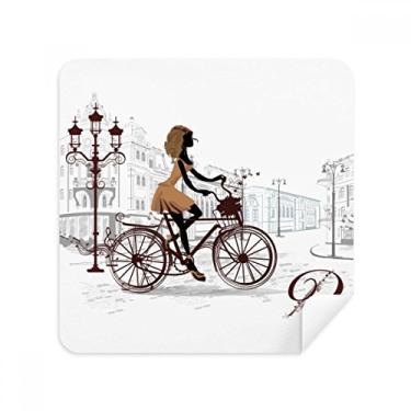 Imagem de Bicycle Lady France Illustration Pattern Glasses Cloth Screen Cleaner Suede Fabric 2 Pack