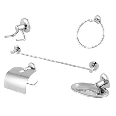 Imagem de Kit Banheiro 5 Peças Metal(2 Porta Toalha, Cabide, Saboneteira, Papeleira) - Imperatriz