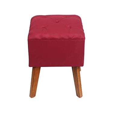 Imagem de Puff Carré capitonê veludo vermelho banqueta madeira envelhecida quadrado decorativo assento acolchoado confortável veludo penteadeira colorido sala quarto interior