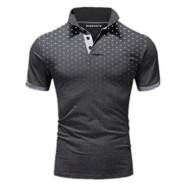 Imagem de UNeedVog Camisa polo masculina slim fit casual verão manga curta gola virada para baixo camisetas polo golfe, Cinza, XXG