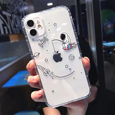 Imagem de Capa de telefone estrela planeta astronauta bonito dos desenhos animados para iphone 13 pro max 12 mini 11 xs xr 7 8 plus capa à prova de choque macia transparente, astronauta de pesca, para iphone 1