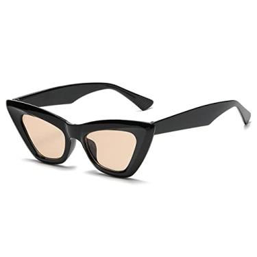 Imagem de Óculos de sol retrô olho de gato moda feminina colorido verde óculos de sol senhora vintage tons óculos óculos lunette de soleil, preto, marrom claro, como a imagem