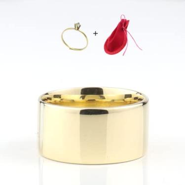 Imagem de Aliança Reta 10mm + Anel Noivado Casamento Moedas Antigas Cor Ouro 18k (Medida: 16/17, Dourado)