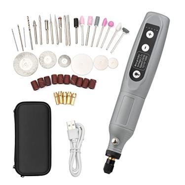 Imagem de Kiboule Conjunto de ferramentas rotativas portátil moedor sem fio furadeira elétrica recarregável portátil carregamento usb 5 velocidades com vários acessórios luz led para corte lixar gravura polimento e faça você mesmo