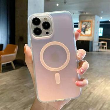 Imagem de Capa de acrílico fosco transparente gradiente de luxo para iPhone 13 11 12 13 Pro Max Capa de carregamento magnético sem fio, gradiente, para iPhone 12Pro Max