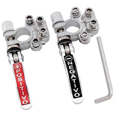 Imagem de Tingpai Conectores do terminal da bateria do carro Desconector de libe ção rápida o da bateria G mpos do terminal positivo negativo com chave sextavada