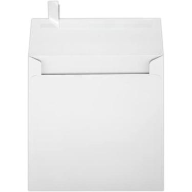 Imagem de Envelopes de convites quadrados de papel LUX para cartas de 14 x 14 cm em 22 kg. Envelopes brilhantes e impressos para convites, com vedação de descascar e pressionar, pacote com 50, tamanho do envelope 14 x 14 cm (branco)