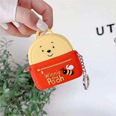 Imagem de Capa de AirPod fofa para Apple AirPods 1 2 com fecho de chaveiro urso mochila bolsa de silicone macio desenho 3D bonito adorável divertido crianças adolescentes meninas filha meninos filho