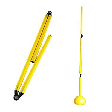 Imagem de Bastões de treinamento de agilidade dobráveis base de injeção de água futebol tênis esportes fitness marcador vara de velocidade obstáculos para homens mulheres, amarelo, 1m