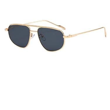 Imagem de Óculos de sol femininos de metal fashion grande armação óculos de sol de condução para homens claro anti azul claro armação de óculos, ouro preto, tamanho único