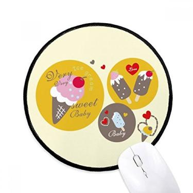 Imagem de DIYthinker Cherry Heart Picolé doce sorvete mousepad desktop escritório tapete redondo para computador