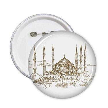 Imagem de Broche de paisagem para esboço de ponto de igreja com botões, emblema, acessório, decoração, 5 peças