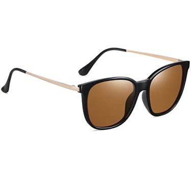 Imagem de Óculos de sol polarizados para mulheres moda tons masculino quadrado vintage senhoras antirreflexo óculos de sol masculino UV400, C3 marrom, tamanho único