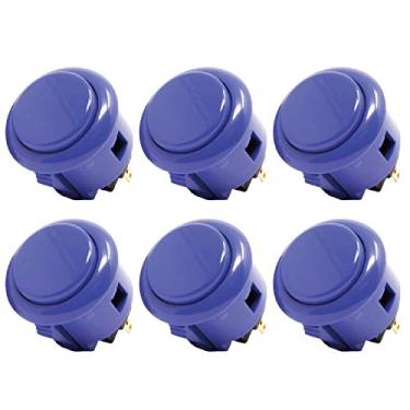 Imagem de SANWA 6 peças OBSF-30 botão original de 30 mm – para videogame Arcade Jamma e console de jogos de joystick Arcade (azul escuro) S@NWA