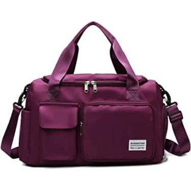 Imagem de Bolsa Mala Feminina Academia Esportiva Viagem Porta Tênis,ideal Para Suas Viagens, Banhos De Piscina, Praia, Clube, Academia, Prática De Esportes e Maternidade (vinho)