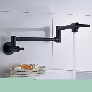 Imagem de Torneira de cozinha dobrável de níquel escovado, latão, montagem na parede, bica giratória dobrável, alça única, torneira de pia de água fria, A6