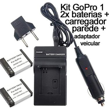 Imagem de Kit 2x Baterias + carregador AHDBT-001 para câmera e filmadora Go Pro 1 e 2 Gopro HD Hero
